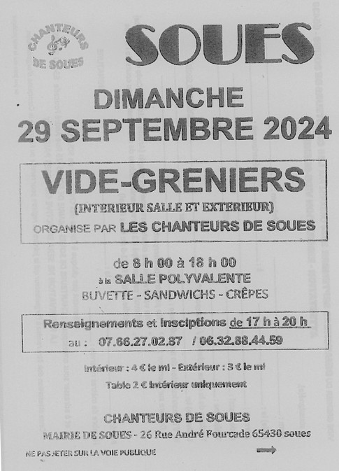 vide grenier des Chanteurs de Soues 